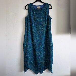 Blue Paisley Sleeveless Shift Dress by AB Studio